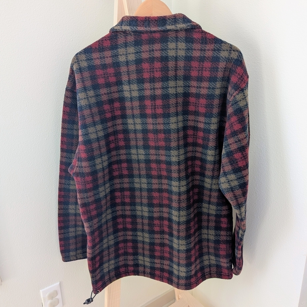 Vintage Eddie Bauer Plaid Collared Quarter-Zip Pullover Fleece Jacket In Red/Tan - Picture 6 of 8